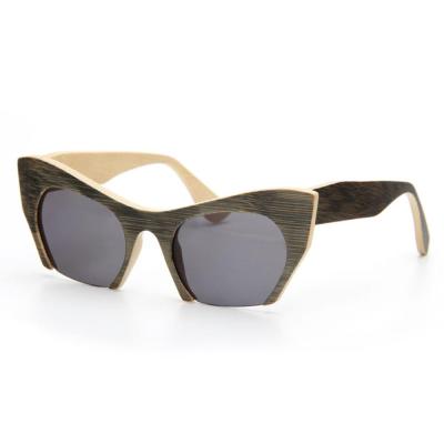 China Fashion sunglasses 2021 new arrivals cat-eye wooden sunglasses high quality bamboo glass environmental material for sale