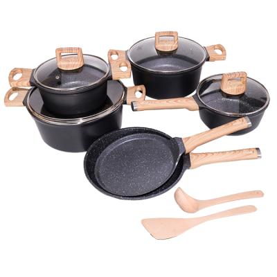 China 3003 Aluminum Cooking Pot Fry Pan Forged Aluminum Sets Non-stick Kitchen Cookware Set for sale