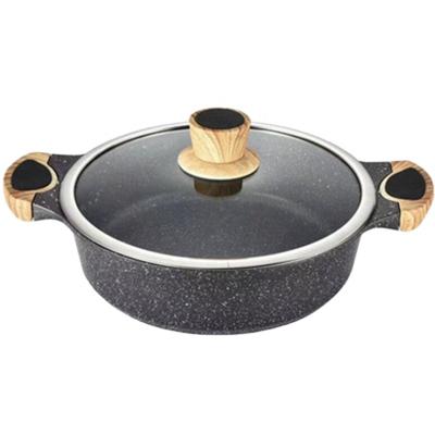 China Wholesale Hot Sale Viable Die Cast Aluminum Non Stick Soup Pot Stick Liner Casserole With Induction Shallow Casserole 20/24/28/32cm for sale