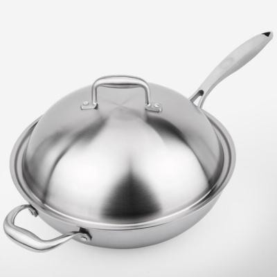 China Germany Design 32/34cm Non-Stick Stainless Steel Casting Iron Wok Sustainable Saucepan for sale