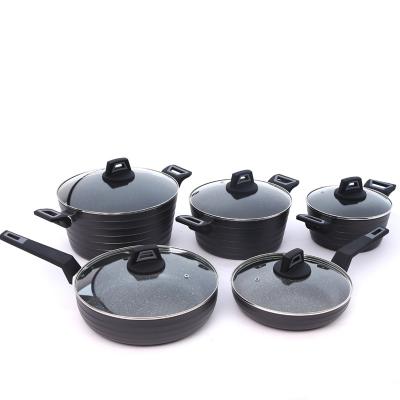 China Durable Forged Aluminum Spiral Bottom Cookware Sets Nonstick Pot for sale