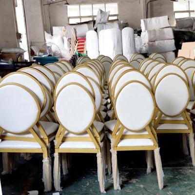 China Latest Design Metal Iron Gold Steel Gold Stainless Steel Round Back Wedding Chairs Events for sale