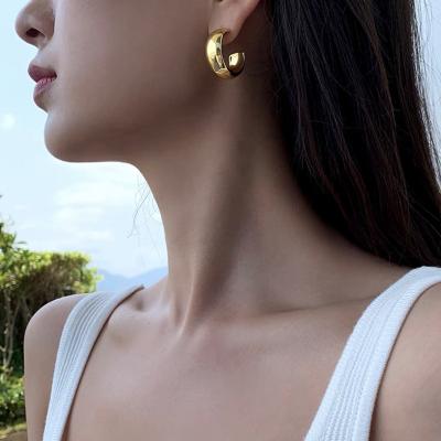 China French fashion Copper-plated real gold FASHION exaggerated c-shaped earrings 18k gold plated trendy earrings for sale