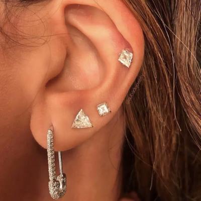 China TRENDY Star Blogger Fashion Punk Style Safety 925 Zircon Pin Earrings for sale