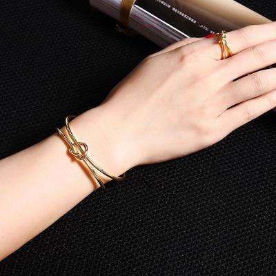 China Retro Jewelry FASHIONABLE French Cool Rope Knot Titanium Steel Ring for sale