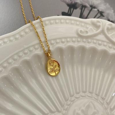 China 2021 Fashion Vintage Gold Plated Female Elegant Copper Mini Rose Flower Clavicle Chain Necklace for sale