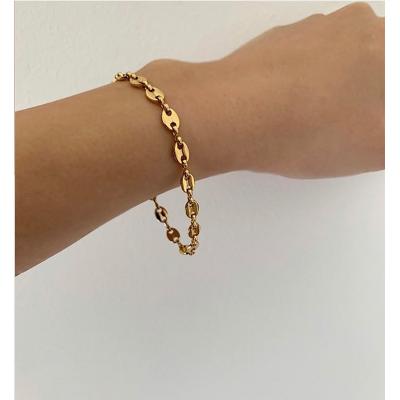 China FASHIONABLE Special Fashionable Ins Design Hog ​​Nose All-match Titanium Steel Or Brass Metal Woman Bangle for sale