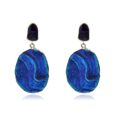 China FASHIONABLE exaggerated fashion personality ocean wind long blue terrace of resin earrings 14k gold temperament new fashionable earrings for sale