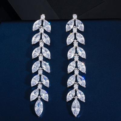 China TRENDY Zircon 3A Leaf Earrings High End Fashion And Beautiful Earrings Factory Direct Sales for sale