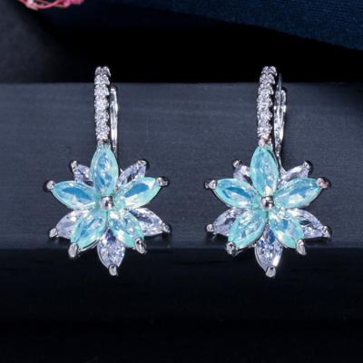 China Horse eye Zircon twinkle earrings new fashionable small fresh flower multi-color optional Korean simple earrings for sale