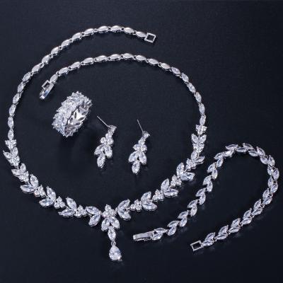 China Romantic Korean Fashion And Generous Wedding Bride Dress Accessories High-grade Four-piece Zircon Jewelry Set for sale