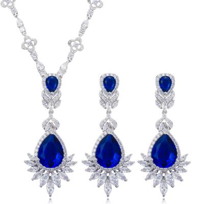 China Foreign trade romantic source wedding dress bridal Zircon set two-piece set wedding jewelry necklace earring chains for sale