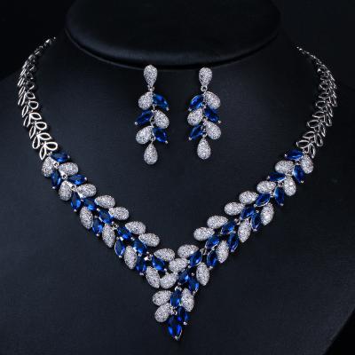 China Two-piece bridal earrings and romantic high-grade Zircon banquet necklace sets factory direct sales for sale