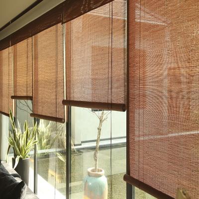 China Cheap Blackout Interior Customized Waterproof Bamboo Blinds Roll Up Bamboo Curtain for sale