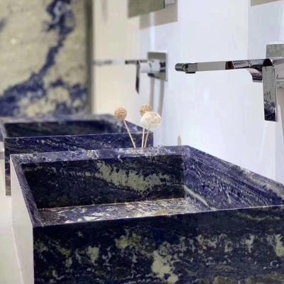 China Modern luxury natural bolivian blue granite slabs stone decor villa Azul Bahia Granite backlit panel for sale