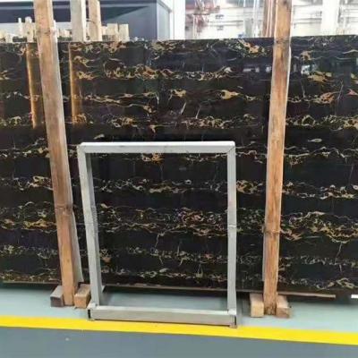 China Modern Dark Black Italy Background With Gold Vein Portoro Marble, Munafactory Custom For House Decoration for sale