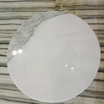 China Modern Luxury Natural Italy Calacatta Gold Marble Round Table Tops , Customized Size Table Tops for sale