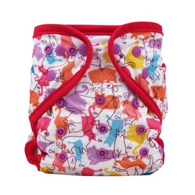 China Printed Reusable Night Use Digital Printing Double Leg Gusset All In One Cloth Baby Snap Diaper Diapers for sale