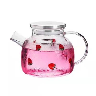 China 1600ml Large Sustainable Spout Teapot With Clear Glass Lid And Stainless Steel Kettle for sale