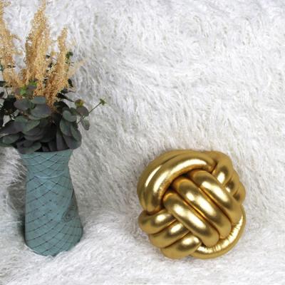 China Viable Popular Leather Ball Cushion 3 Holders Gold PU Knot Colorful Ins Knot Pillow for sale