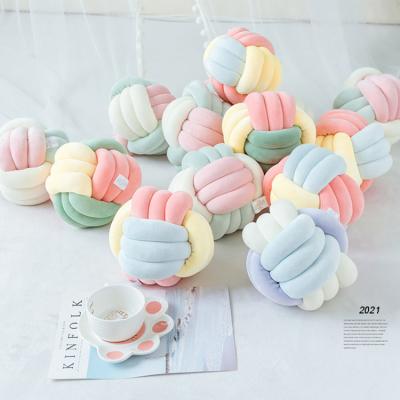 China Viable Colorful Braided Hand Knot Pillow Super Soft Plush INS Amazon Knot Cushion Pillow For Home Decor for sale