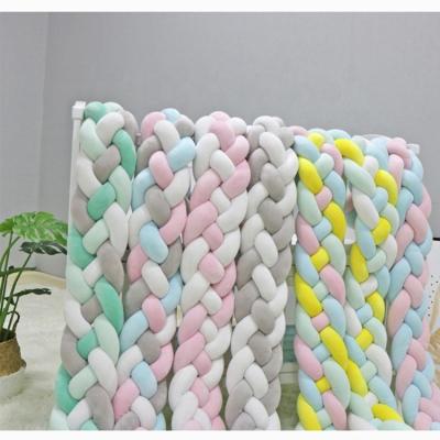 China Viable Popular Hand - Woven Crib Braided Knot Pillow Cushion Bumper Protector For Baby Crib for sale