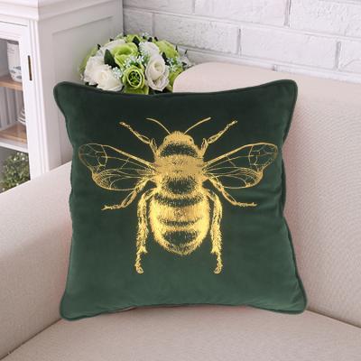 China Viable Custom Design Gold Foil Pillow Popular Design Velvet Bee Pillow Case Cover for sale