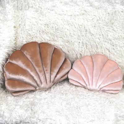 China Beautiful Viable Custom Colorful Shell Pillows Elastic Velvet 3D Seashell Pillows for sale