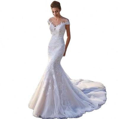 China 2021 anti-static new MOQ lace mermaid luxury wedding dress 1pcs elegant and luxurious women's wedding dress for sale