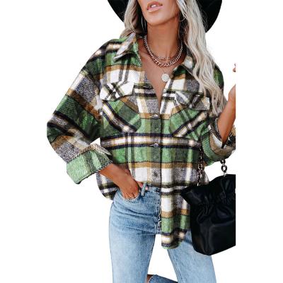 China 2021 Breathable Printed Casual Cardigan Coat Long Sleeve Plaid Shirt For Women for sale