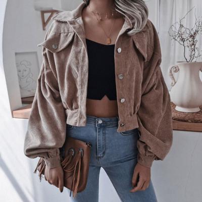 China 2021 Fashion Breathable Women's Long Sleeve Corduroy Jacket Pocket Collar Coat Women's Coat for sale