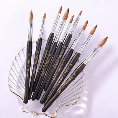 China Custom kolinsky brush cut pen ebony wood post crystal pen NAIL logo 2#~18# nail art makeup makeup pen for sale