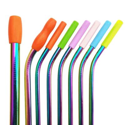 China Viable Silicone Straw Cover Tips for 6mm 8mm 12mm Stainless Steel Drinking Straws for sale