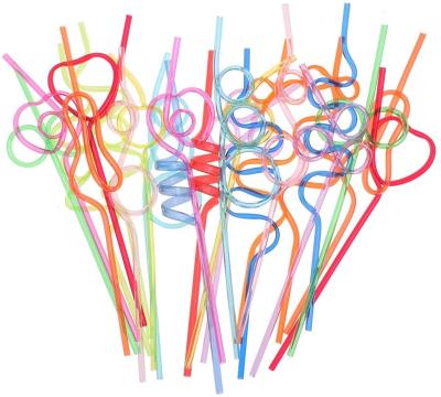 China 24pcs Reusable Hard Plastic Crazy Straws, Swirly Decorative Fancy Straws for Cocktail Birthday Party Bar Restaurant Gifts for sale