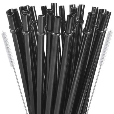 China Viable Black Reusable Straws 10.5 Inch Long Hard Plastic Tumbler Replacement Straws Customizable for sale