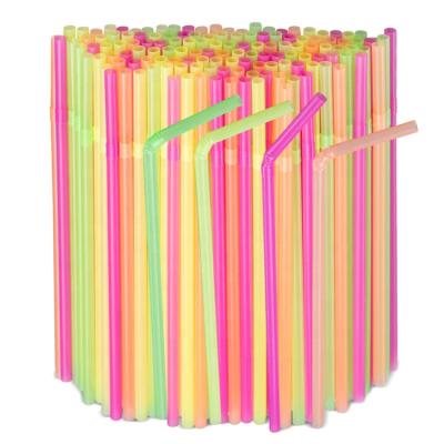 China CLASSIC Disposable Plastic Flexible Neon Curvy Straws 6mm, Pack of 225 for sale