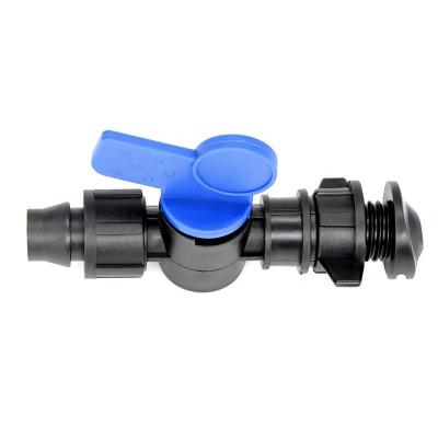 China DN 16 Drip Tape To Pipe Line Connector Ball Valve Mini Valve Coupling For pp PE Drip Tape Valve Drip Pipe for sale