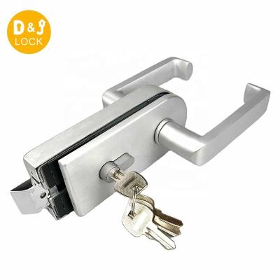 China Europe Style Glass Patch Door Lock Brass Cylinder Door Lock Square Swing Door Handle Fit Aluminum Lock for sale