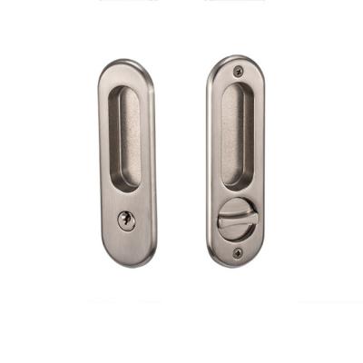 China Zinc Alloy Metal And Wood Sliding Doors Hotel Bathroom Door Locks Mini Slide Door Bolt Lock Safe Sliding Door Handle With Lock Set for sale