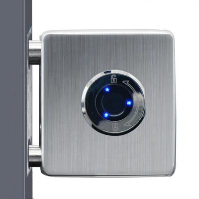 China Stainless Steel Glass Door Lock Double Door Digital Smart Door Locks Fingerprint Electric Glass Door Fingerprint Lock for sale