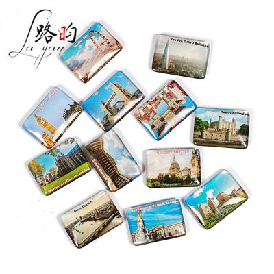 China 48*68mm Tourist 48*68mm Souvenir Magnet Dubai Buildings Famous Rectangle Iconic Rubber Magnetic Buildings Glass Fridge Magnets for sale