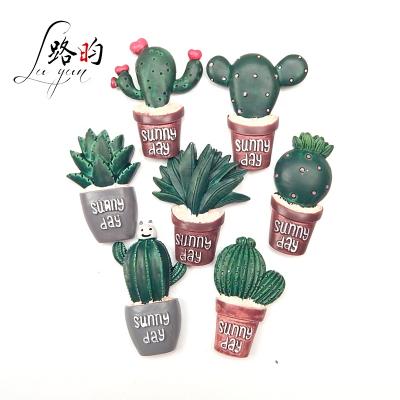 China Shape promotion 3d fridge magnet decor cactus plant resin free shipping home fridge magnet for sale