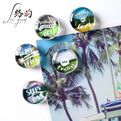 China Shape 40mm Various Styles of Hot Tongue Encouraging Fridge Magnets Around Blank Kids Glass Sublimation Fridge Magnet for sale