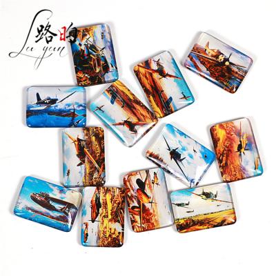 China 37*57mm Souvenir Magnet Tourist In Glass Black Rubber Magnet Rectangle Fridge Stock Fashion Airplane Fridge Magnets For Home Decoration for sale