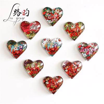 China Shape Wholesale Festive Red Rubber Fridge Magnet Wedding I Love You Magnetic Heart Glass For Fridge for sale