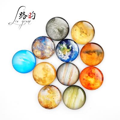 China Shape Custom Design 25mm Planet 6Pcs Whiteboard Fridge Magnets Around Crystal Glass Fridge Magnet Set For Souvenir for sale