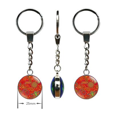 China Souvenir Gifts Promotion LYCK029 Key Chain Personalize Paisley Kids Glass Double Sided Key Chain For Promotion for sale