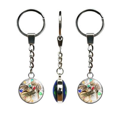 China Custom Promotion Gift Dome Alloy 0.98 Inch Mechanical Butterfly Crystal Glass Keychain Innovative for sale