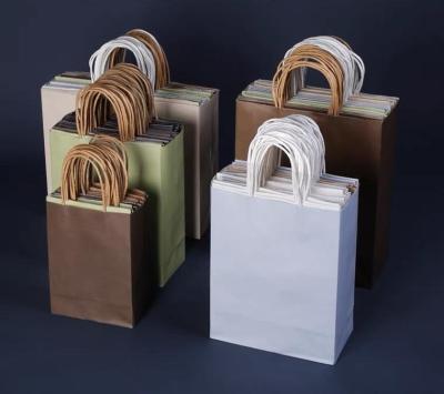 China Handmade Wholesale Custom Food Paper Cardboard Bag Custom Paper Bags Ready To Shipt Food Packaging Shipping Bags For Clothing for sale