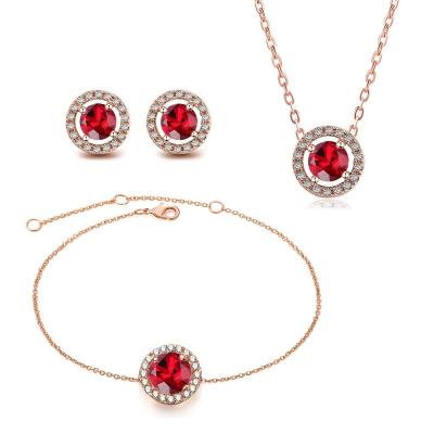 China Eco-Friendly Classic Micro-inlaid Female Necklace Rhinestone Jewelry Earrings Around Cubic Zircon Bracelet Jewelry Set for sale